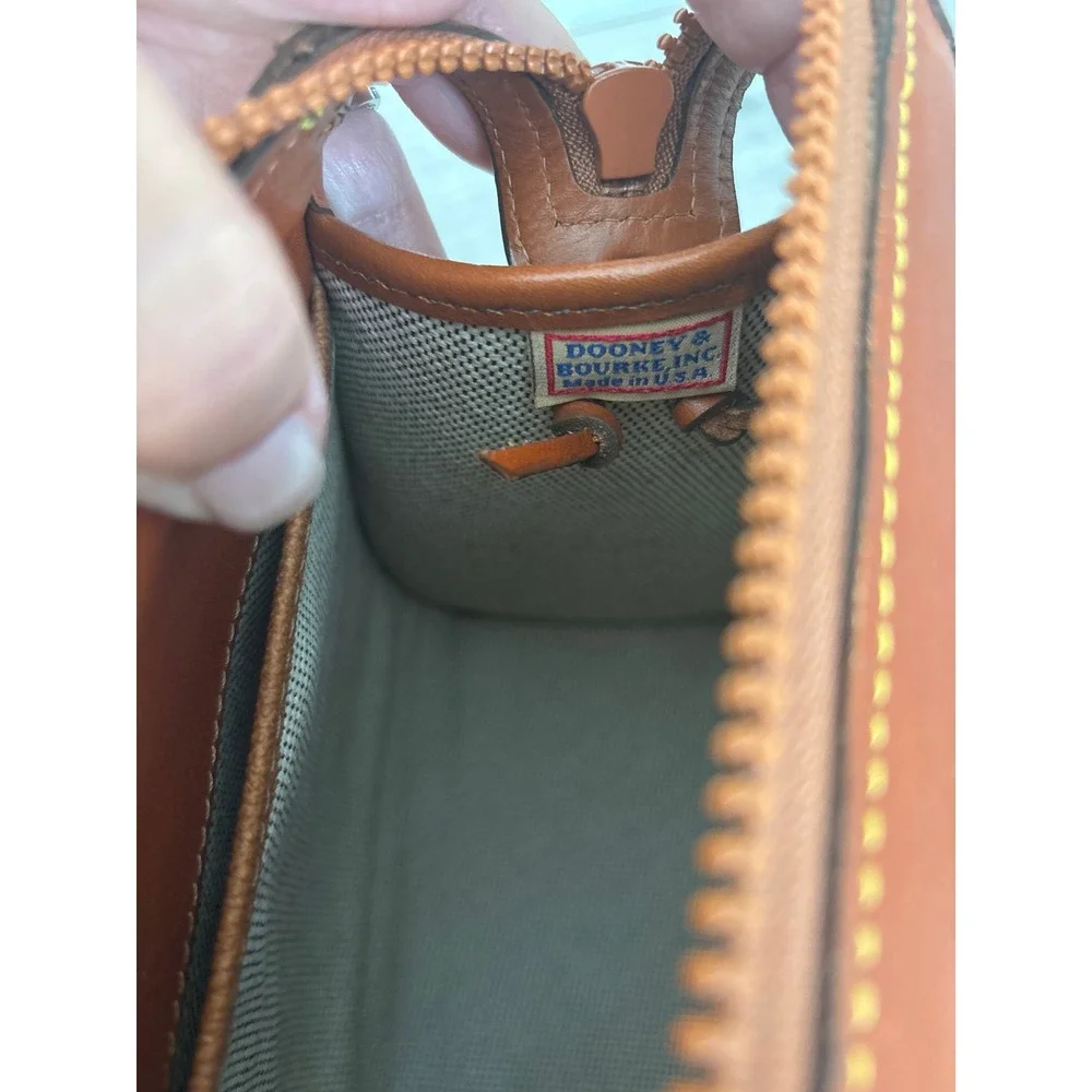 Dooney & Bourke Cabriolet Perforated Leather Satchel Bag Brown Tan Made in USA
